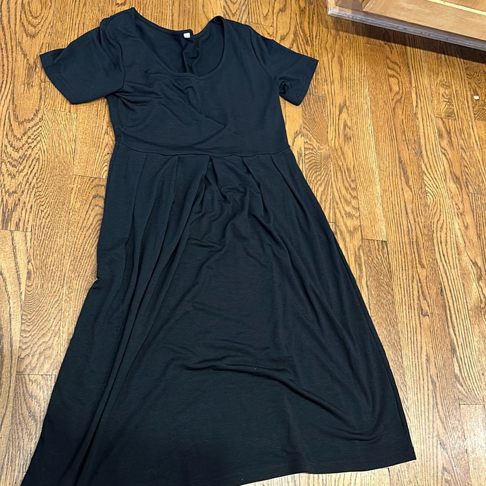 Black, baby doll dress midi in length